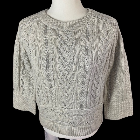 Sundance lambswool cable sweater with metallic threading - Picture 7 of 10